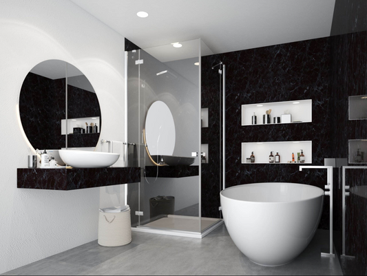 Wet Wall Panels Black Marble - GLOSS 2.4M (Free Delivery Australia wide for over 8 panels)