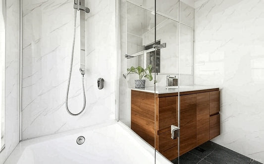 Wet Wall Panels Carrara Marble - GLOSS 2.4M (Free Delivery Australia wide for over 8 panels)