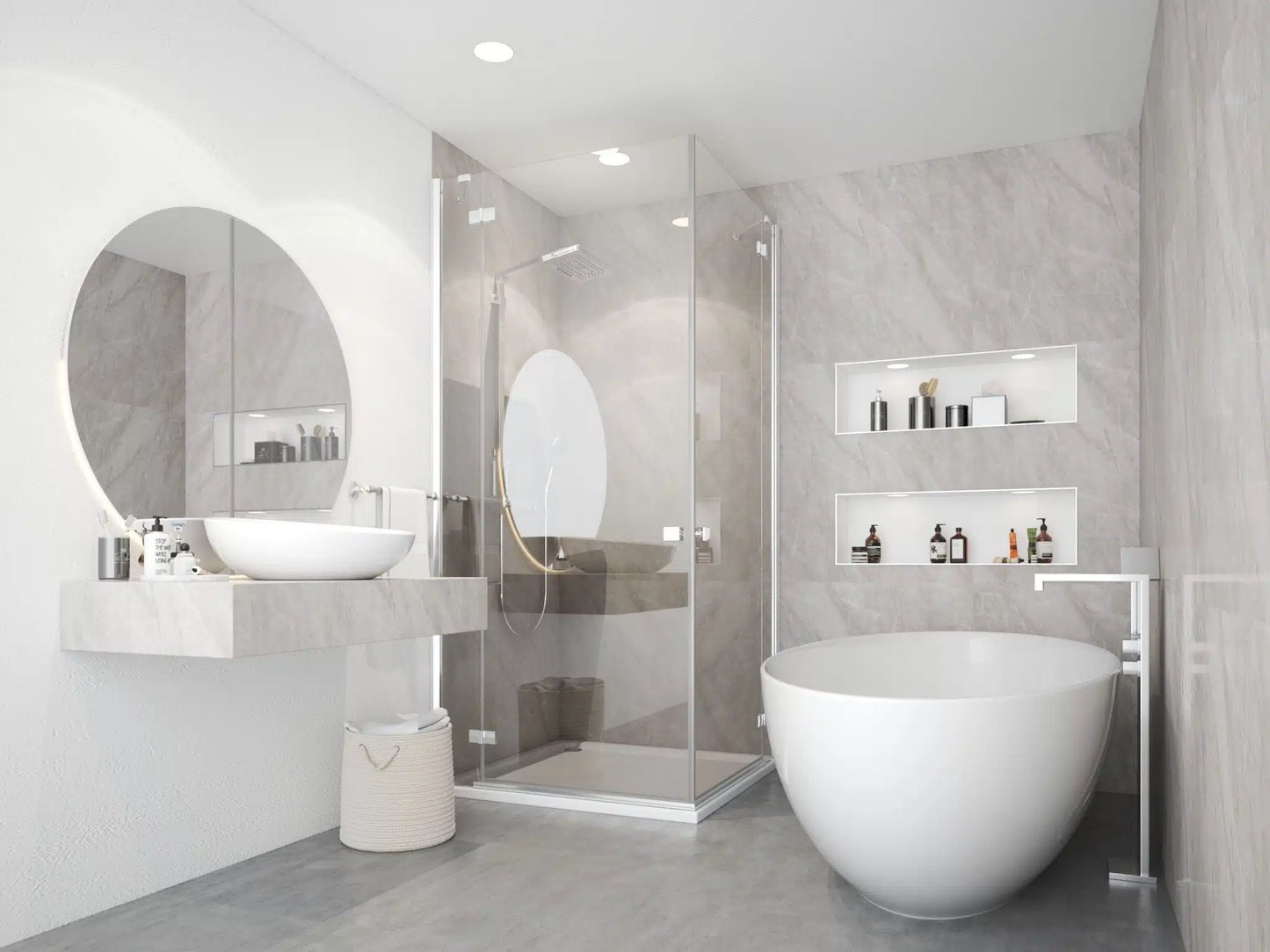 Wet Wall Panels Grey Marble - GLOSS 2.4M (Free Delivery Australia wide for over 8 panels)