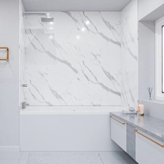 Wet Wall Panels Calcutta Marble - GLOSS 2.4M (Free Delivery Australia wide for over 8 panels)
